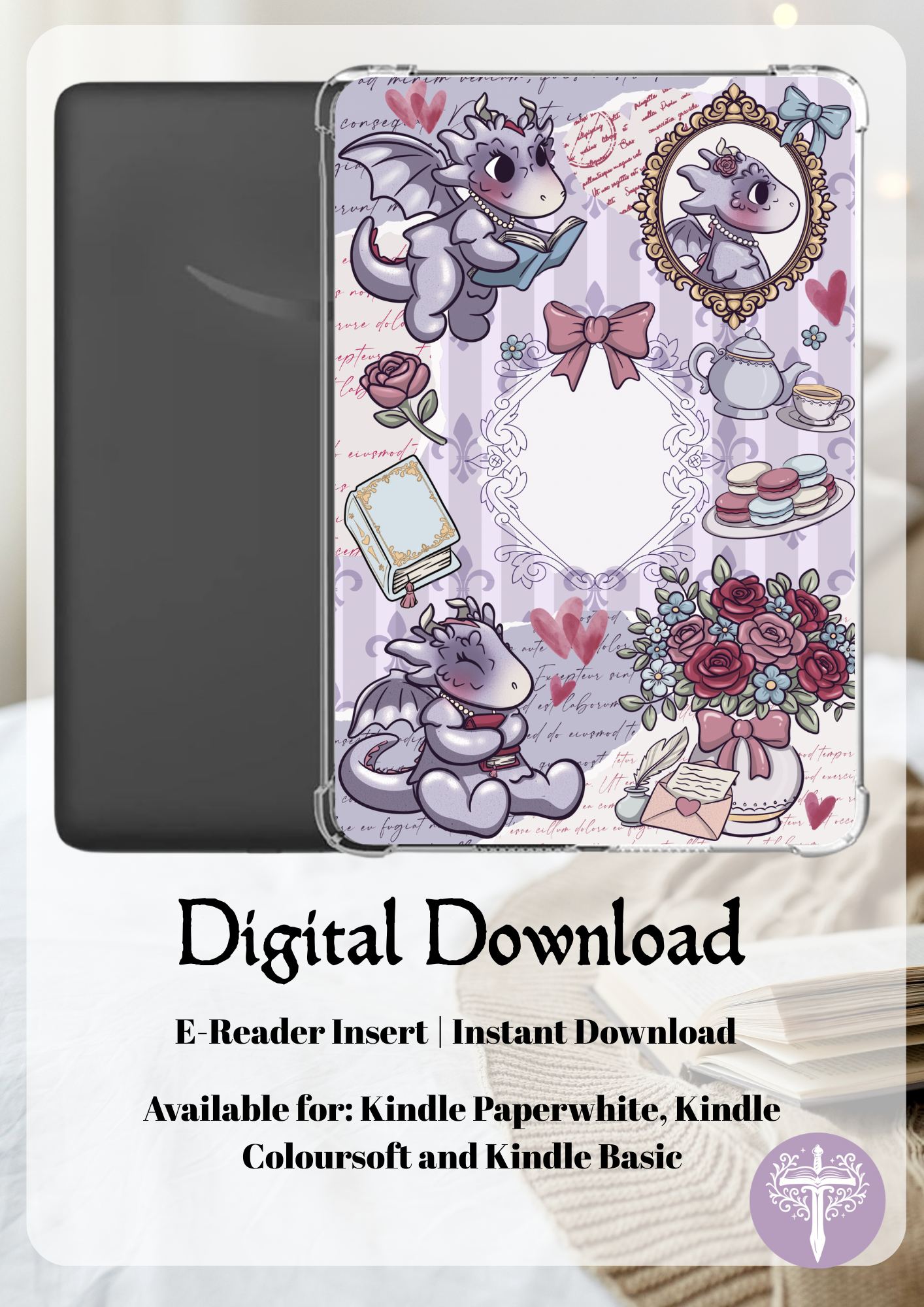 Regency Romance Dragon E-Reader Insert Digital Download