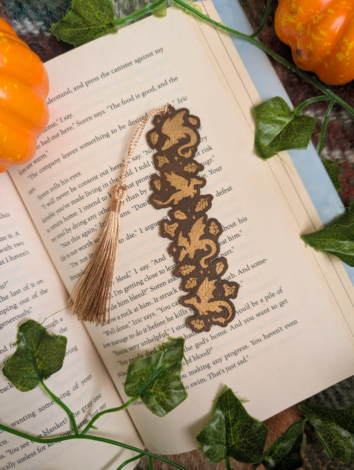 Mini Autumn Dragon Leatherette Bookmark