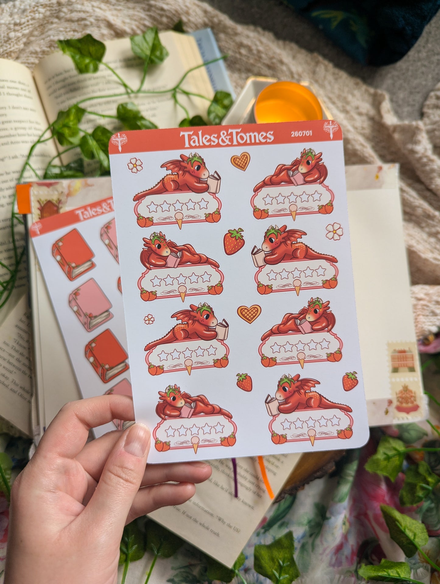 Strawberry Ice Cream Reading Journal Stickers