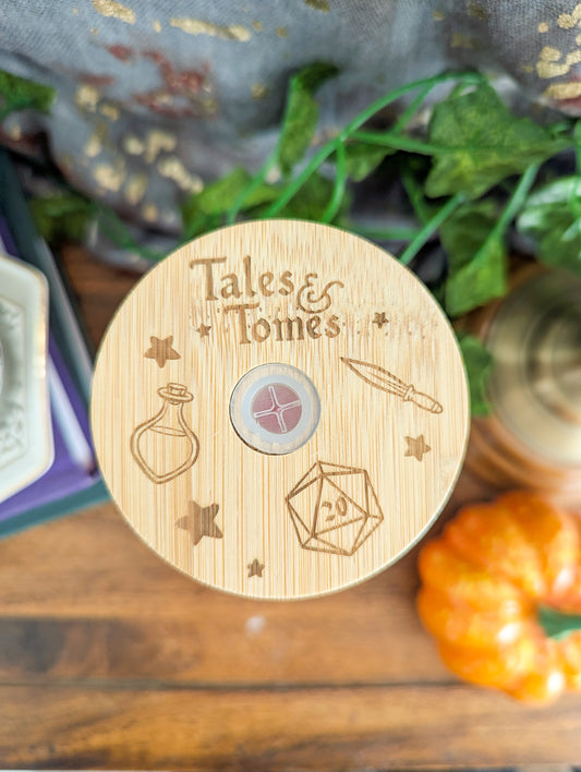 D20 Dice Dragon Glass | Bamboo Lid and Metal Straw