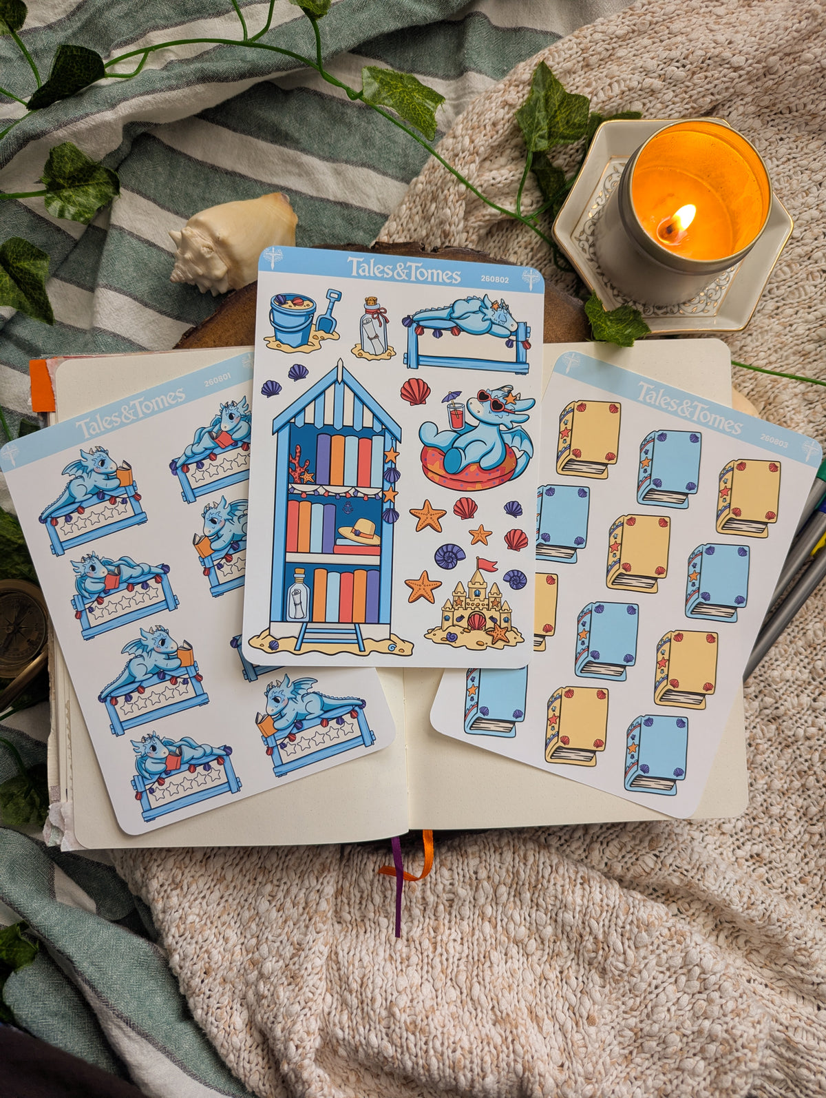 Seaside Reading Journal Stickers
