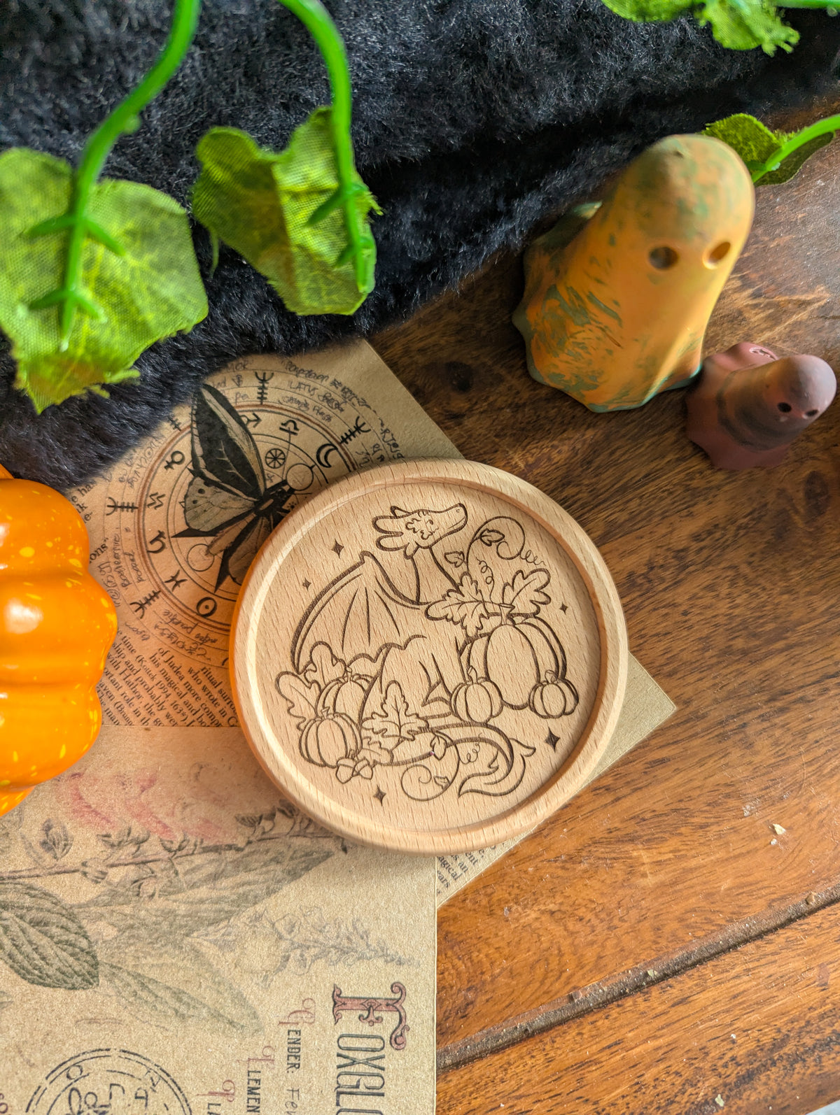 Pumpkin Guardian Wooden Coaster