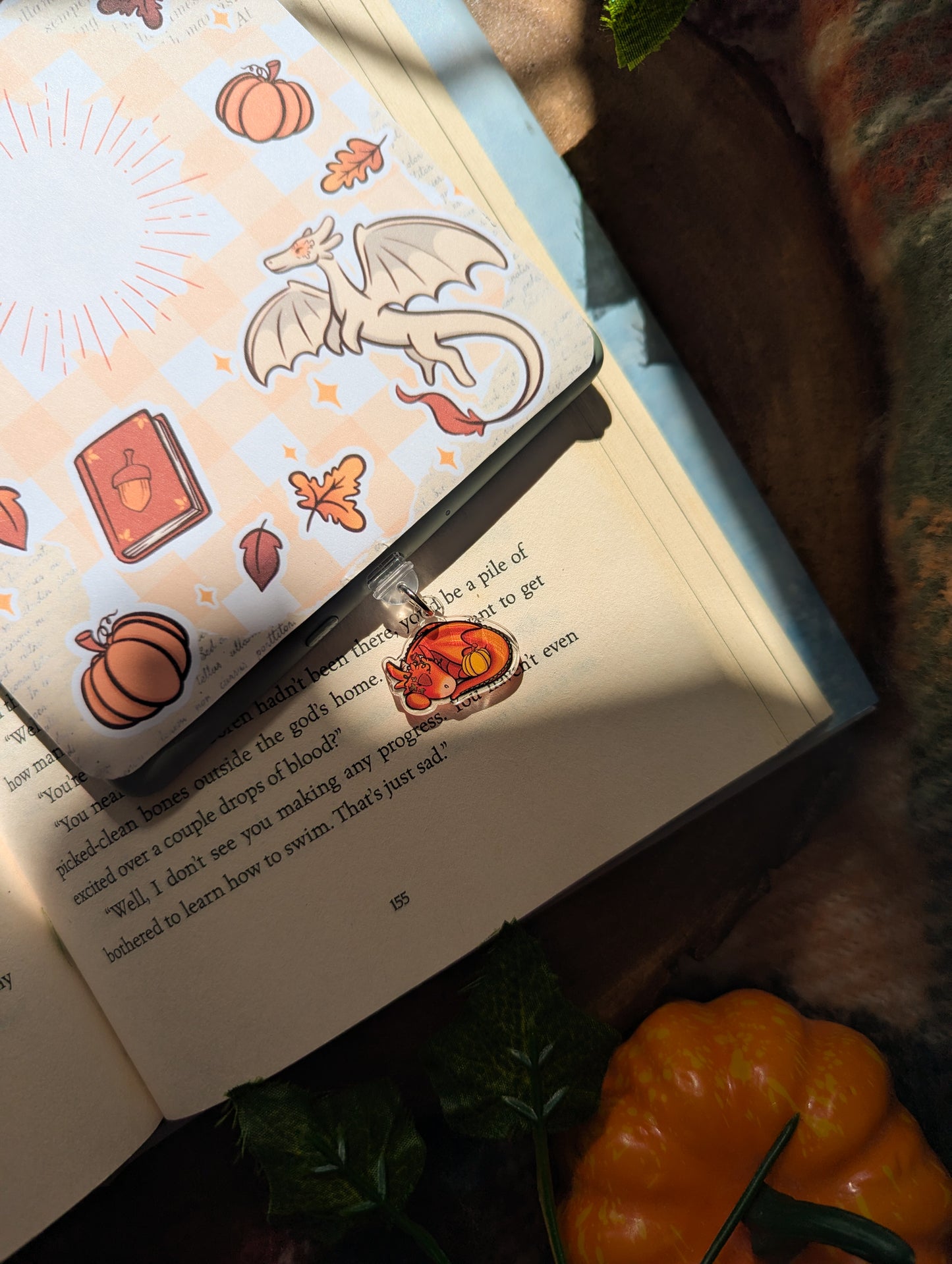 Pumpkin Sleeping Dragon Companion Kindle/Phone Charm