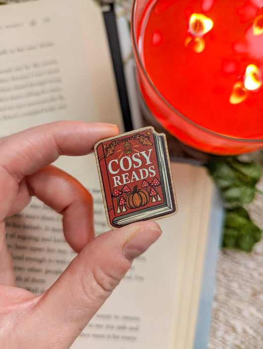 Cosy Reads Mini Book Wooden Pin