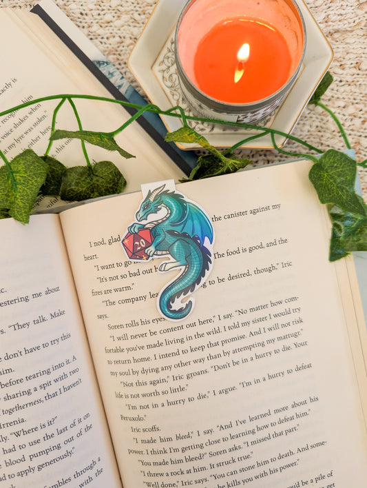 D20 Dice Dragon Magnetic Bookmark