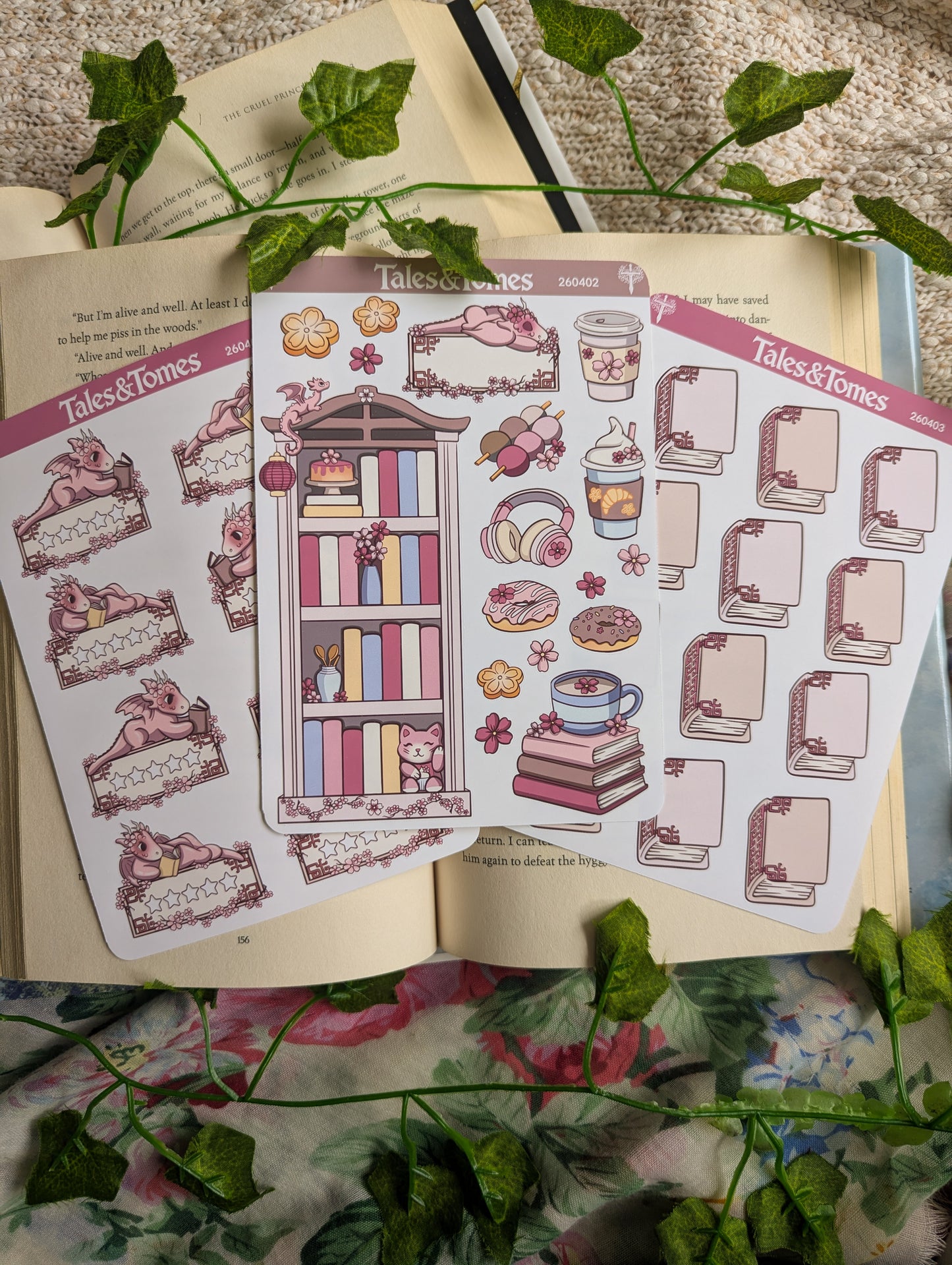 Cherry Blossom Bakery Reading Journal Stickers