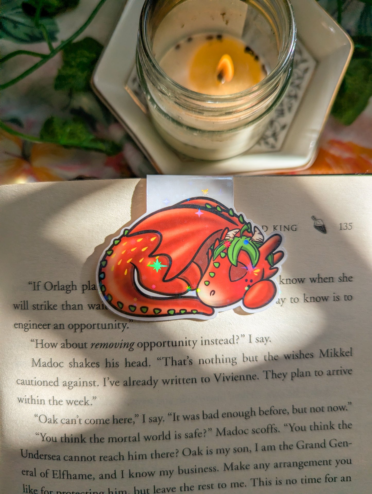 Strawberry Sleeping Dragon Magnetic Bookmark