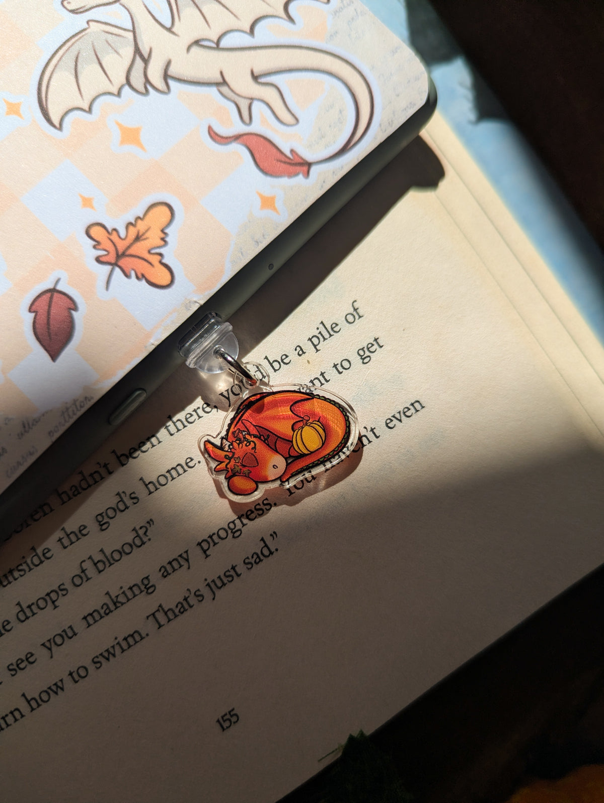 Pumpkin Sleeping Dragon Companion Kindle/Phone Charm