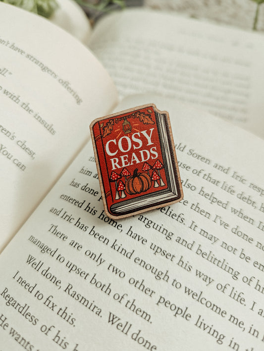 Cosy Reads Mini Book Wooden Pin