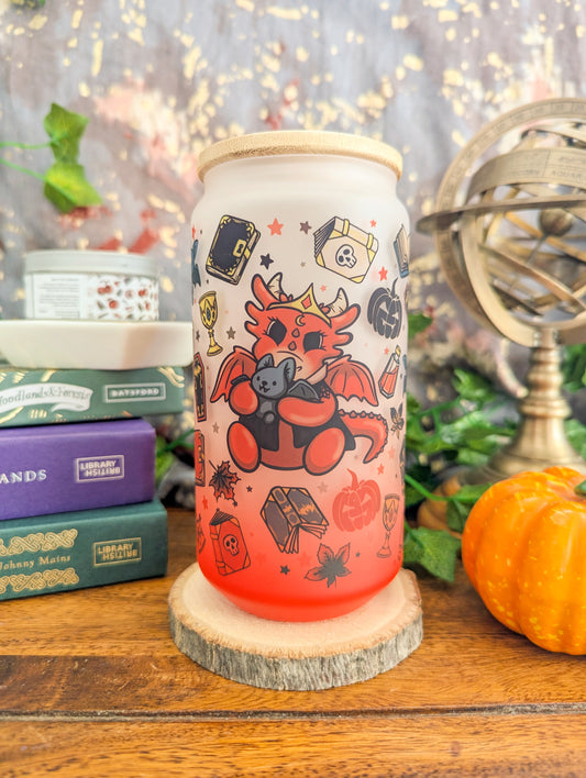 Vampire Dragons Can Glass Cup | Bamboo Lid and Metal Straw