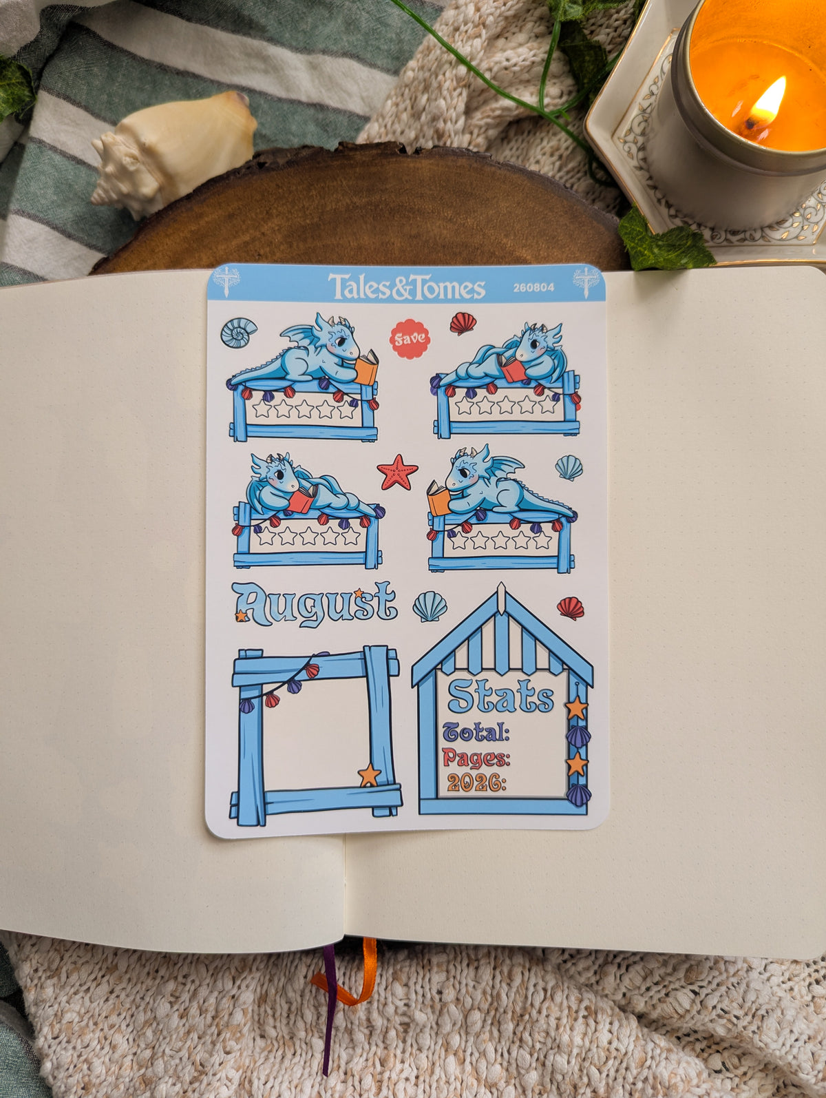 Seaside Reading Journal Stickers
