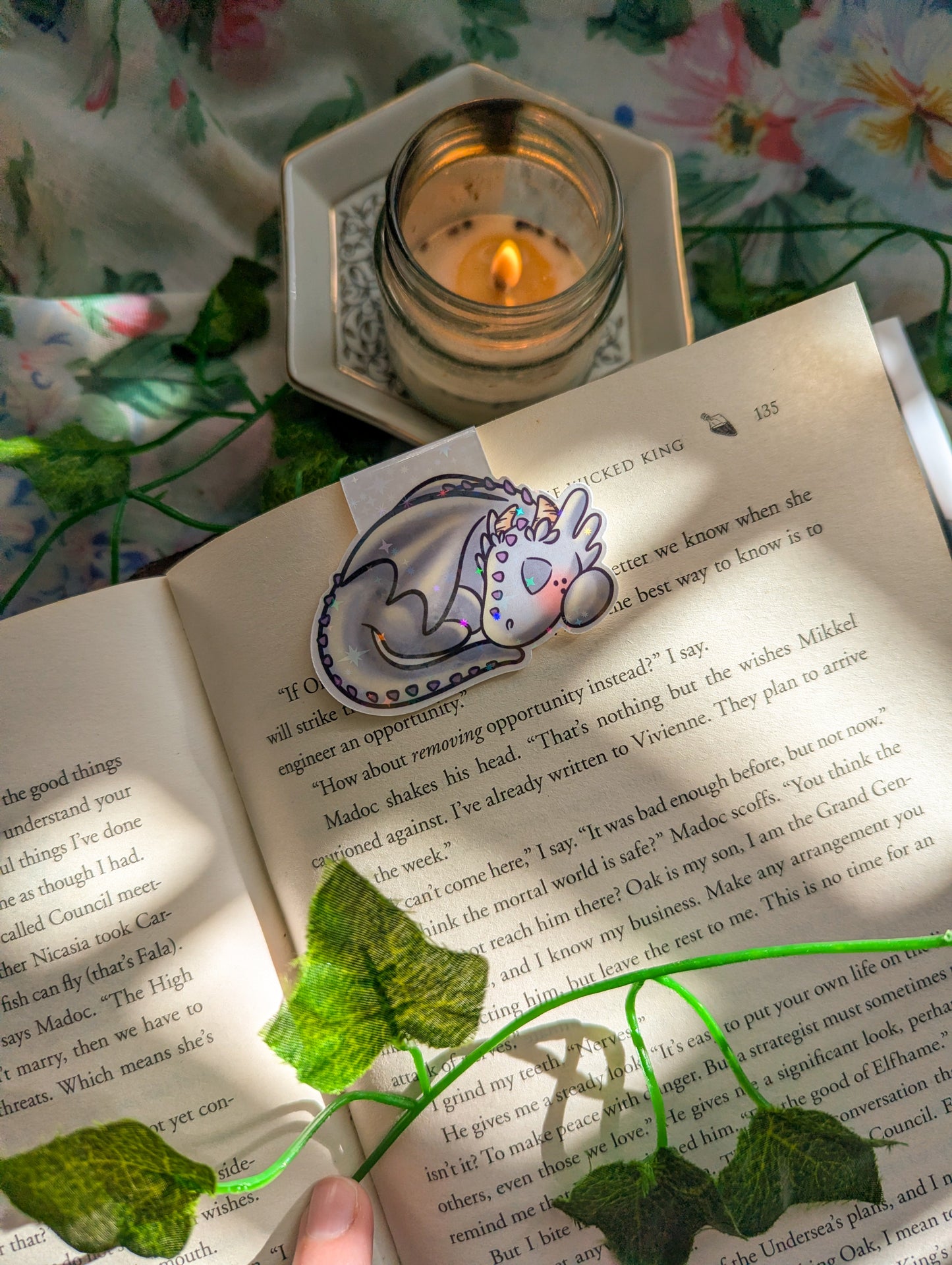 Lilac Sleeping Dragon Magnetic Bookmark