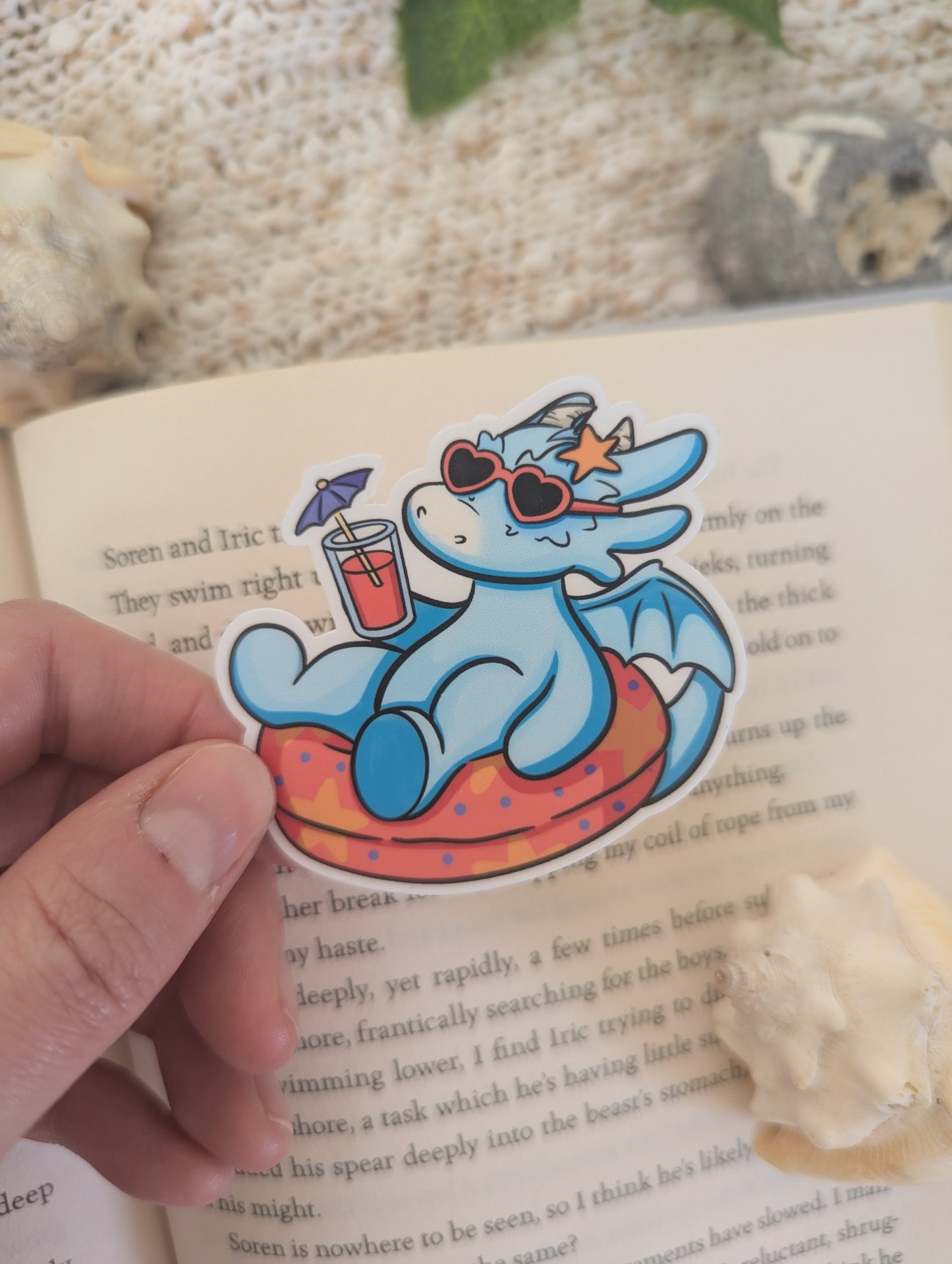 Pool Time Dragon Vinyl Sticker