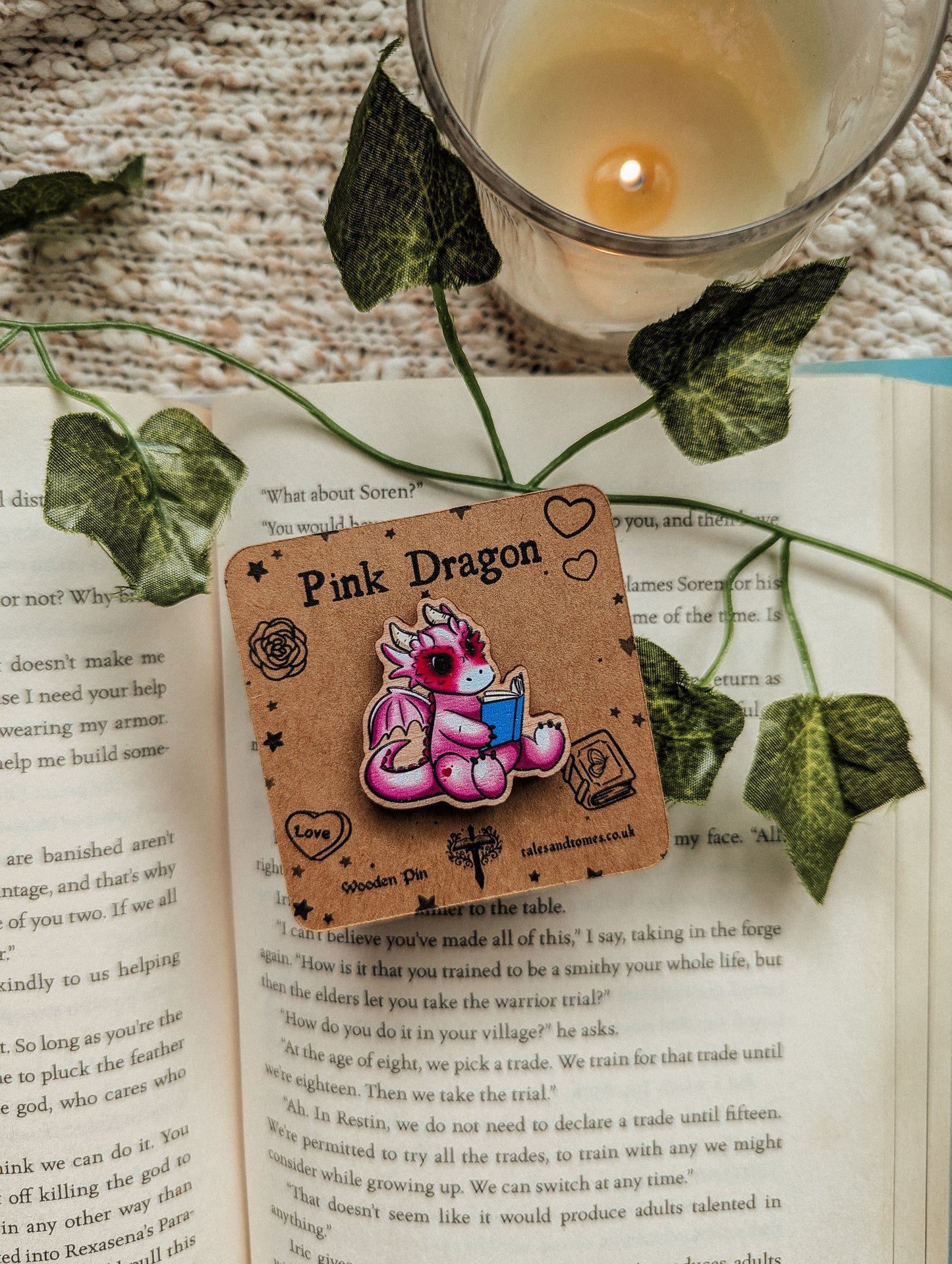 Pink Dragon Wooden Pin