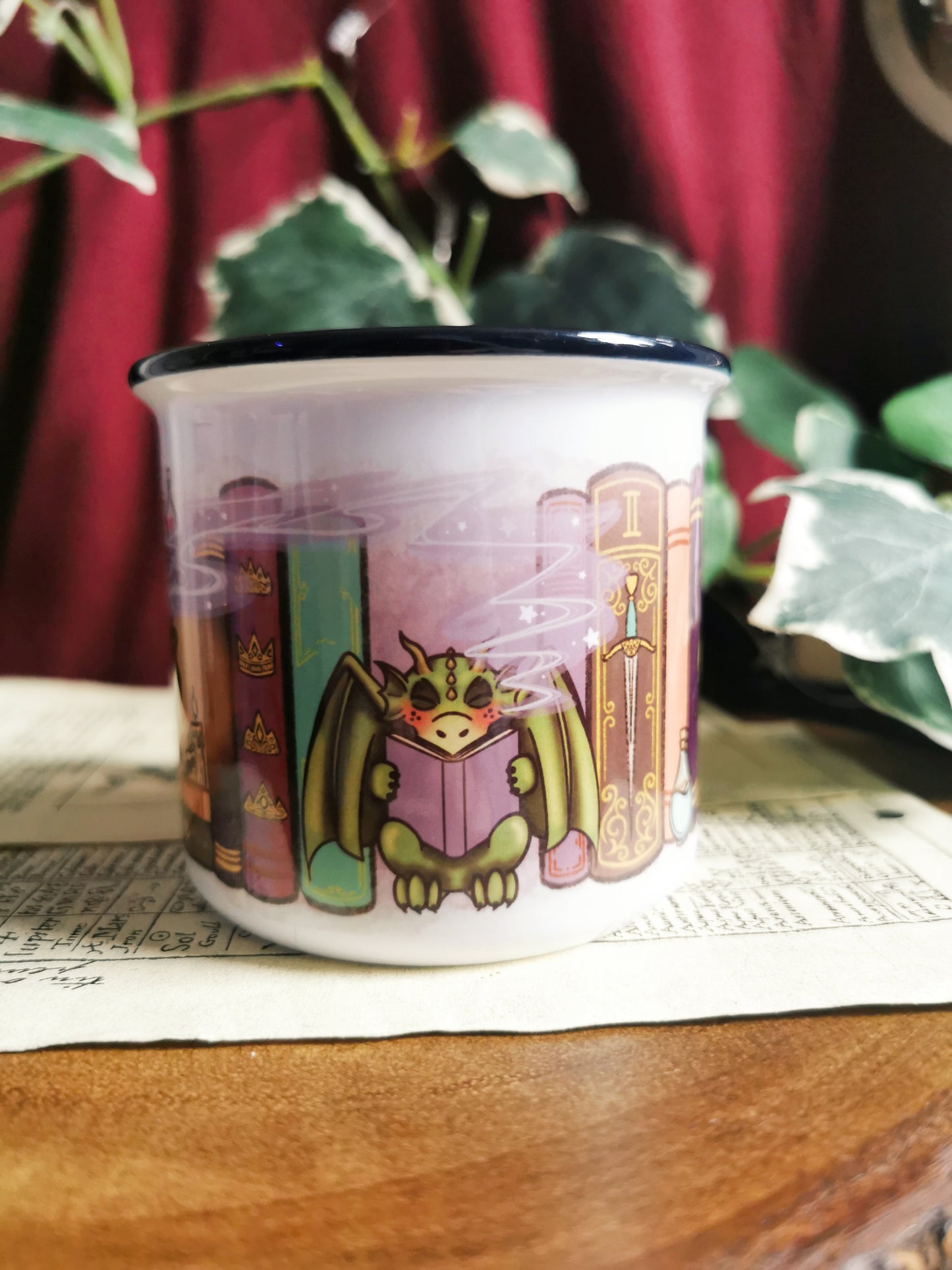 Fantasy Bookshelf Ceramic Camper Mug