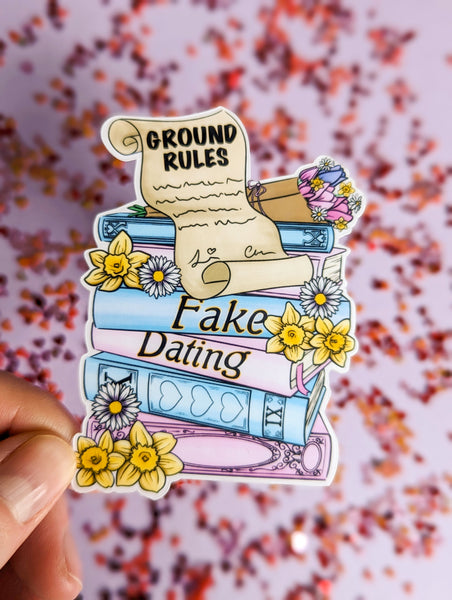 Fake Dating Book Stack Stickers