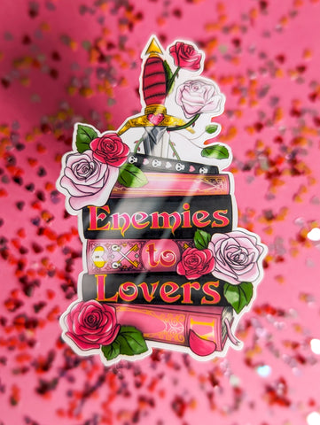 Enemies to Lovers Book Stack Sticker