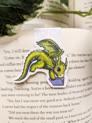 Cute Reader Dragon 2 Magnetic Bookmark