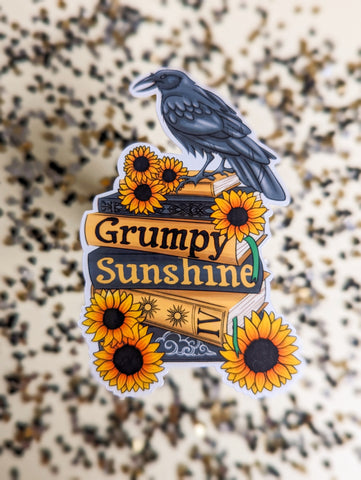 Grumpy Sunshine Book Stack Sticker