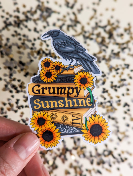 Grumpy Sunshine Book Stack Sticker