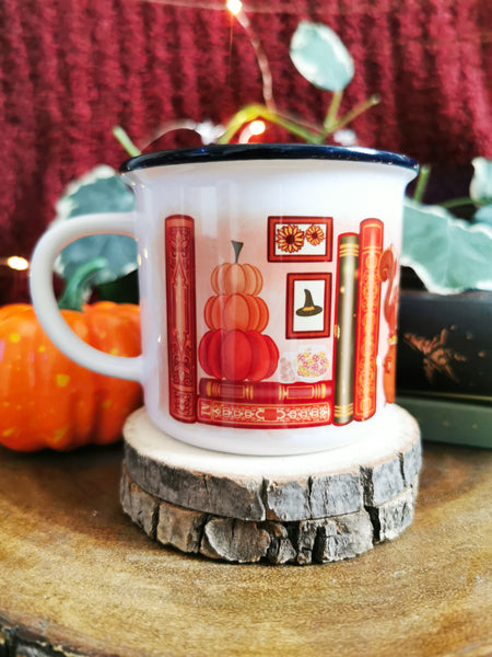 Autumn Witch Bookshelf Ceramic Camper Mug