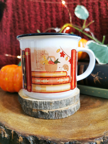 Autumn Witch Bookshelf Ceramic Camper Mug