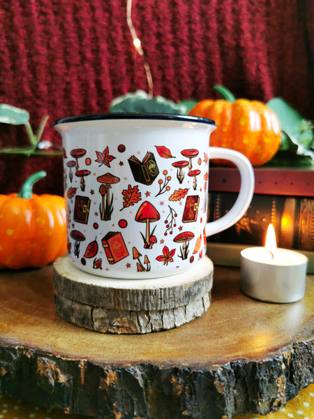 Mushrooms and Tomes Ceramic Camper Mug