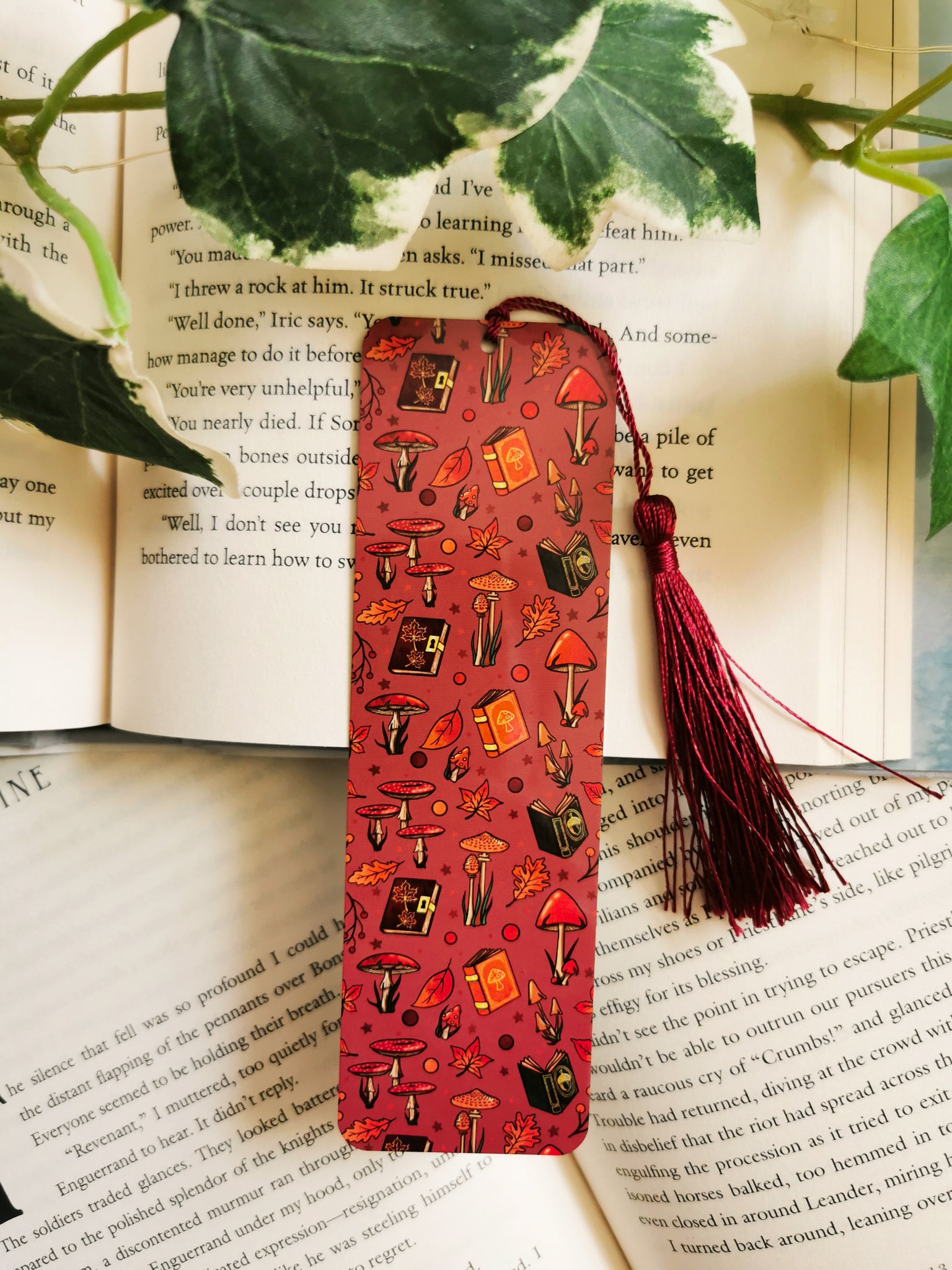 Mushroom and Tomes Metal Bookmark