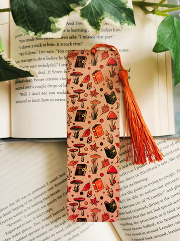 Mushroom and Tomes Metal Bookmark