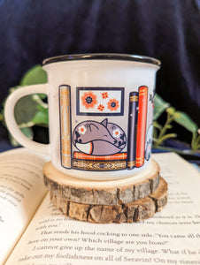 Oopsie Winter Forests Bookshelf Ceramic Camper Mug