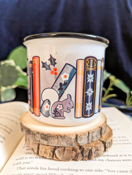 Oopsie Winter Forests Bookshelf Ceramic Camper Mug