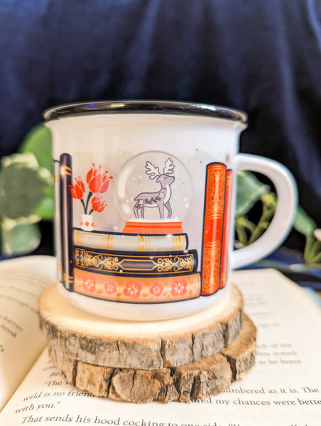 Oopsie Winter Forests Bookshelf Ceramic Camper Mug