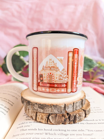 Festive Bakery Bookshelf Ceramic Camper Mug