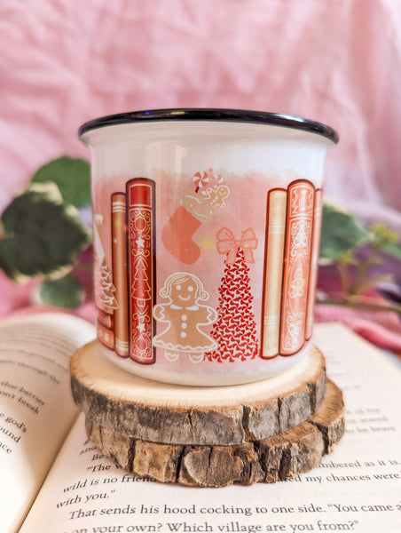 Festive Bakery Bookshelf Ceramic Camper Mug