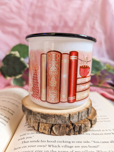 Festive Bakery Bookshelf Ceramic Camper Mug