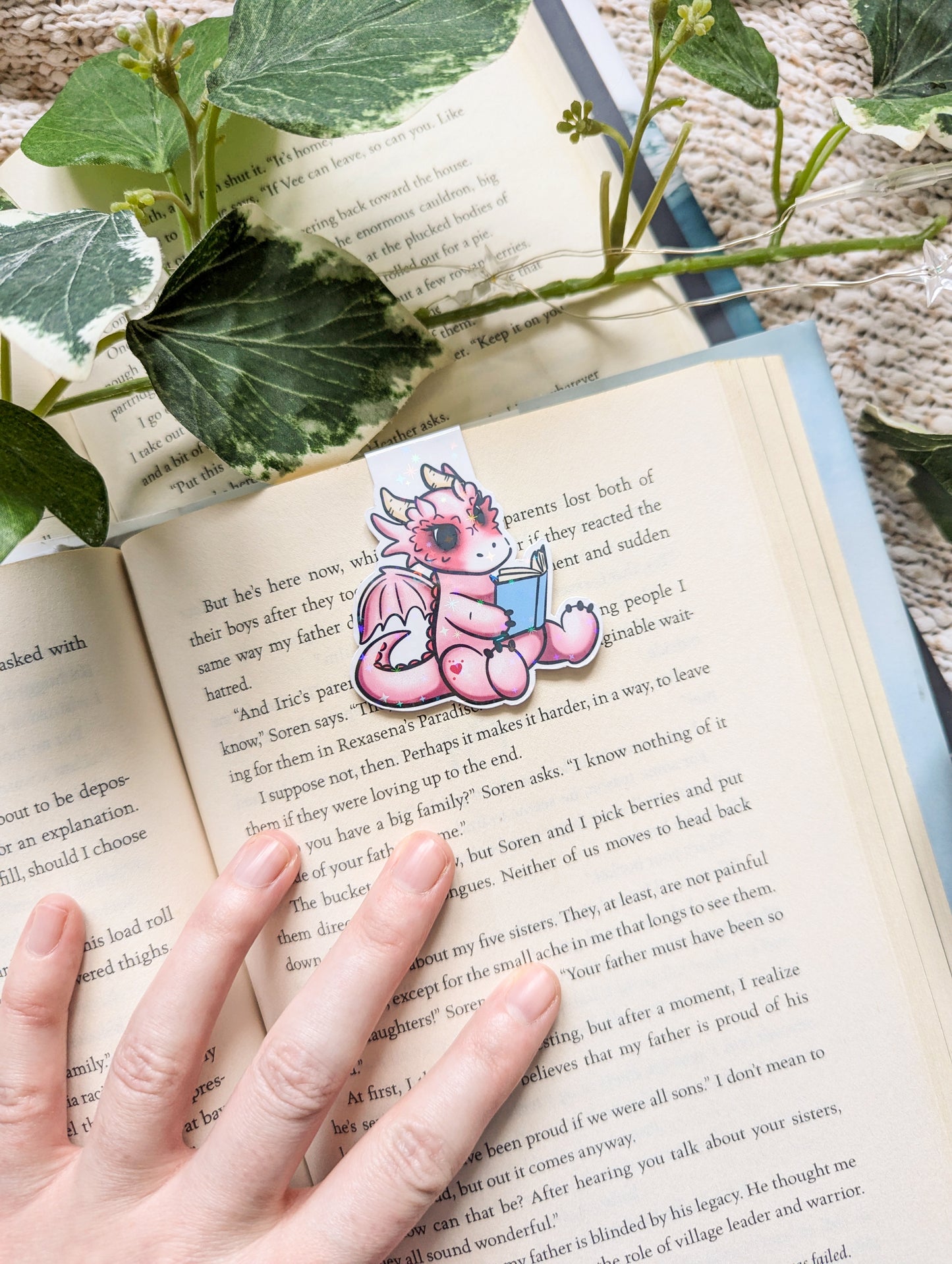 Pink Dragon Sitting Magnetic Bookmark
