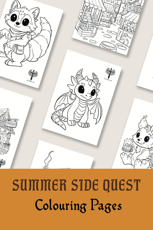 Summer Side Quest Colouring Pages
