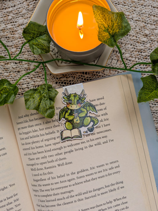 Matcha Dragon Magnetic Bookmark (Sipping Dragon)