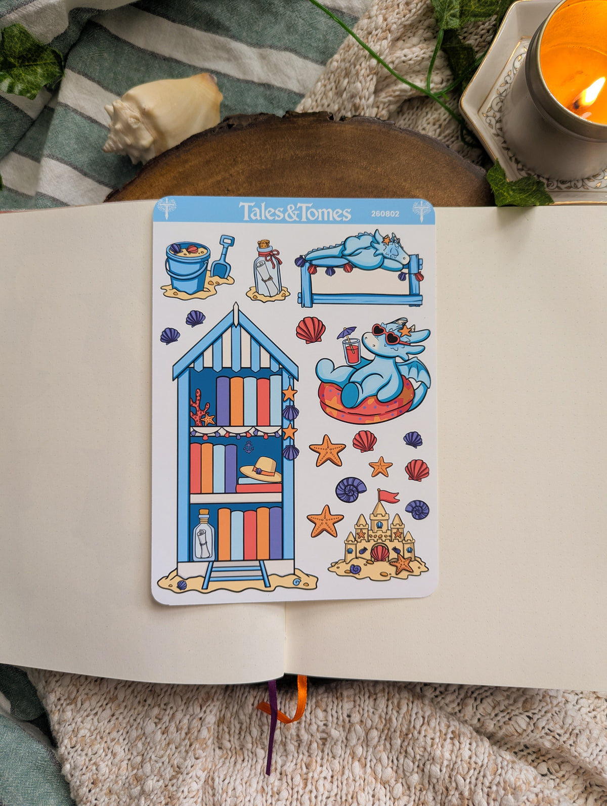 Seaside Reading Journal Stickers