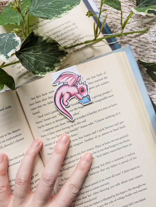 Pink Dragon Flying Magnetic Bookmark