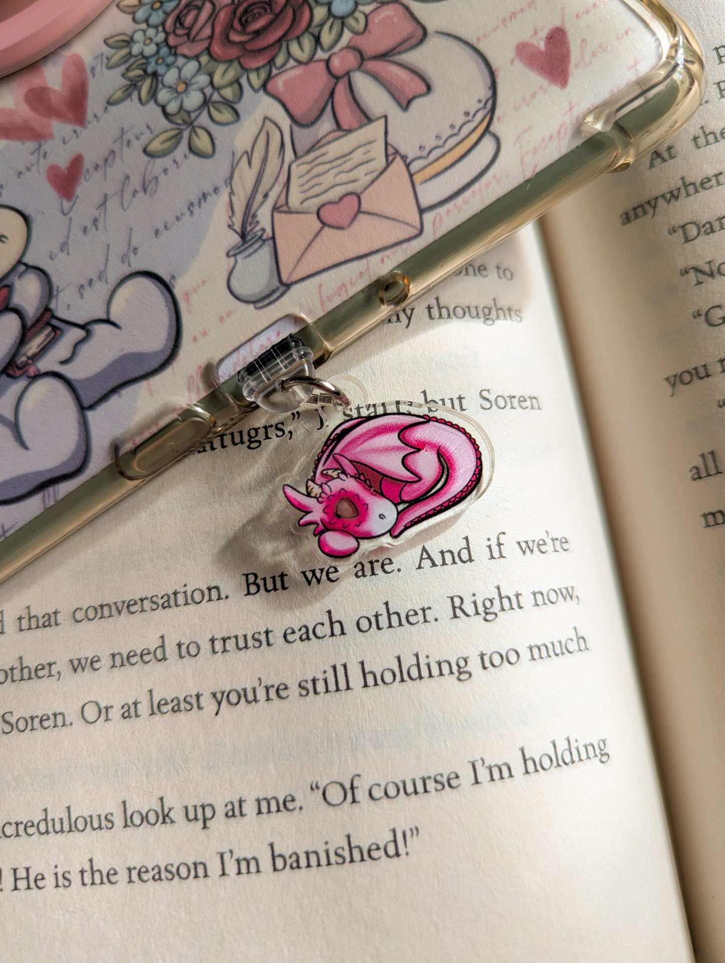 Pink Dragon Companion Kindle/Phone Charm