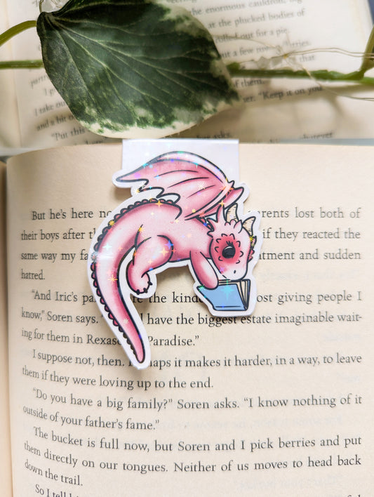 Pink Dragon Flying Magnetic Bookmark