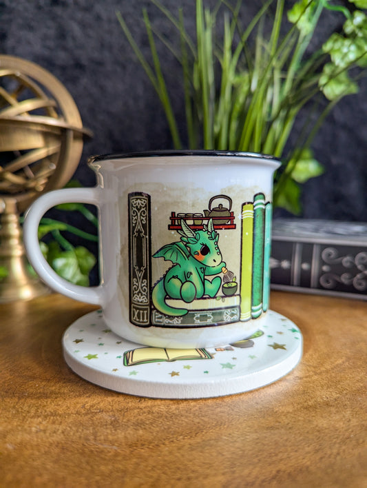 Matcha Dragon Bookshelf Camper Mug
