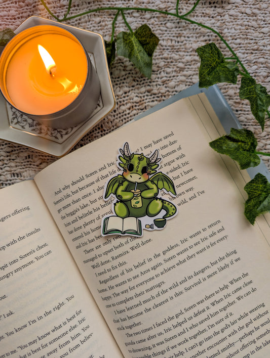 Matcha Dragon Sticker (Sipping Dragon)