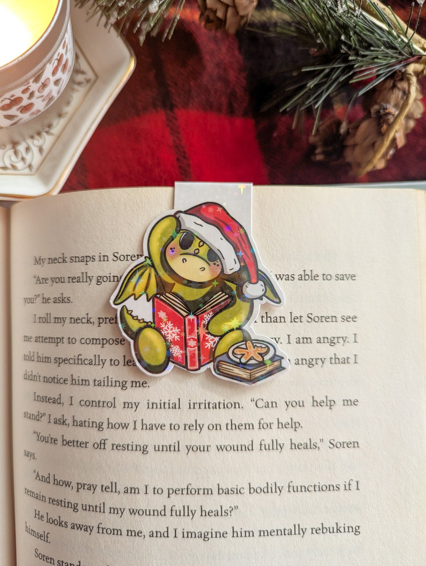 Santa Hat Dragon Magnetic Bookmark