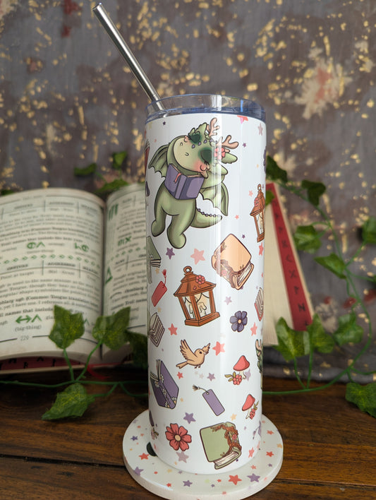 Moss Book Dragon Slim Metal Tumbler