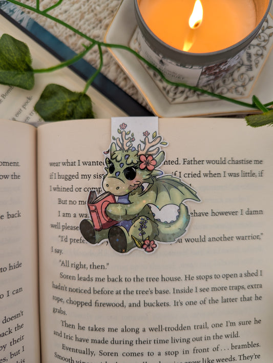 Moss Dragon Sitting Magnetic Bookmark
