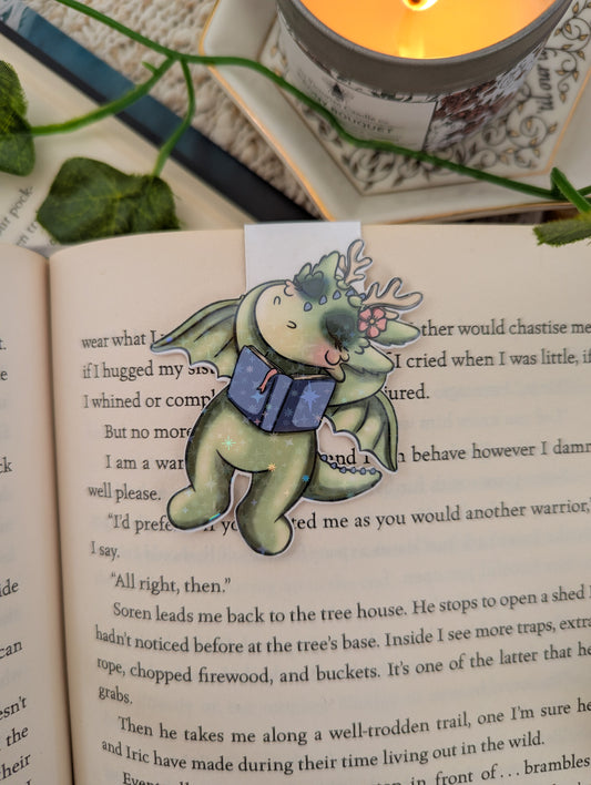 Moss Dragon Lounging Magnetic Bookmark