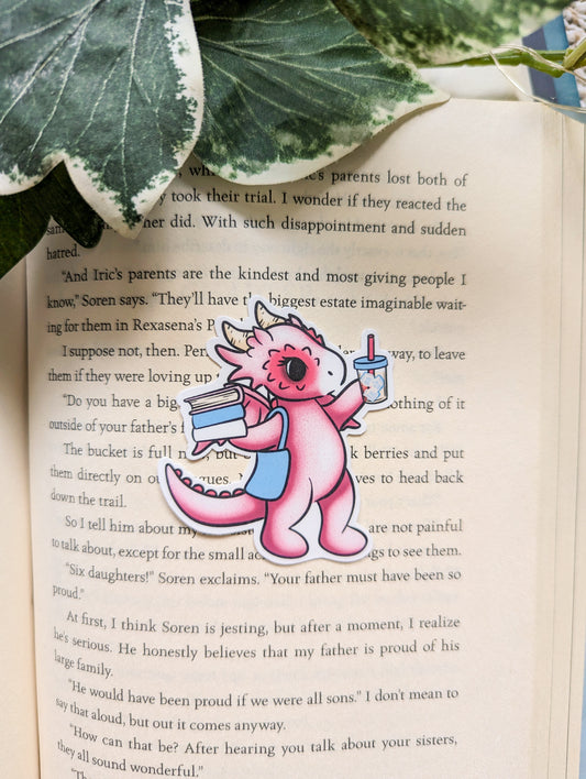 Pink Dragon Shopping Vinyl Sticker