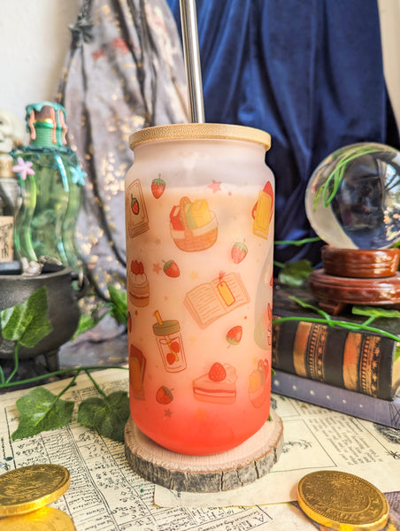 Strawberry Dragon Glass | Bamboo Lid and Metal Straw